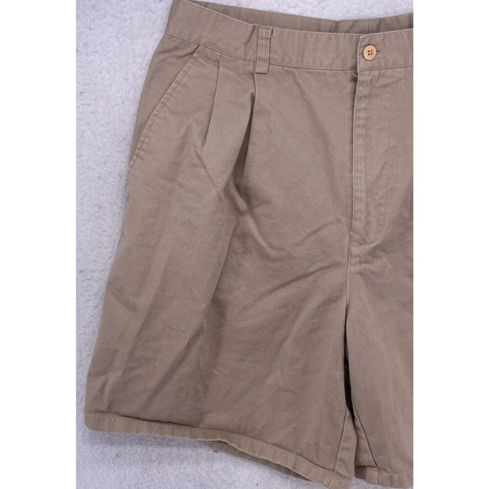 Vintage Adidas Team Pleated Chino Shorts Mens 36 Khaki Cotton Twill Gorpcore Y2K